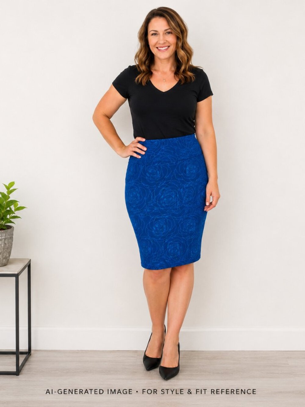LuLaRoe Cassie Skirt Blue Floral Pencil Skirt